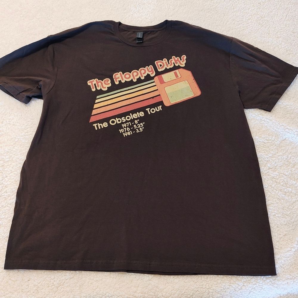 "The Floppy Disks" "Tour" tshirt.  Dark brown, men's 2XL 100% cotton